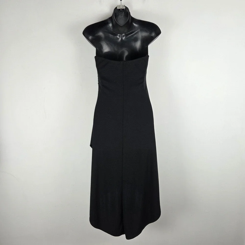Vtg City Triangles Black Strapless Ruched Asymmetrical Hi-Low Dress M HOCO Y2K‎